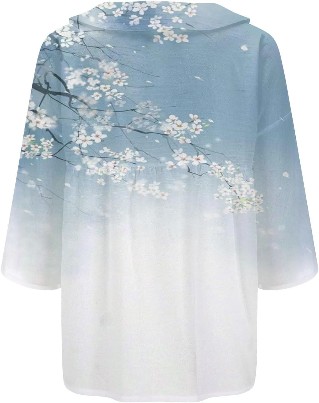 Womens Cotton Button Down Shirt Women's Floral Butterfly Print Natural Autumn Fragrant Casual Collared Blouses Loose