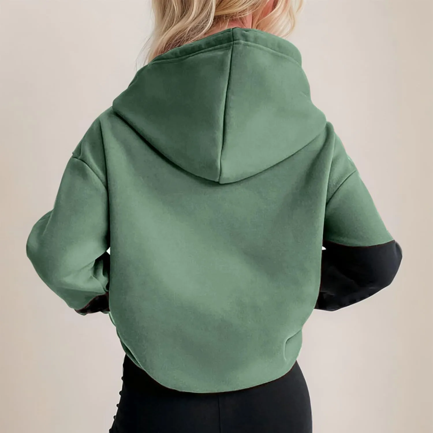 Womens Fashionable Hoodies Color Blocked Sweatshirts Drawstring Hooded Pullover with Pocket Casual Fall Outfits