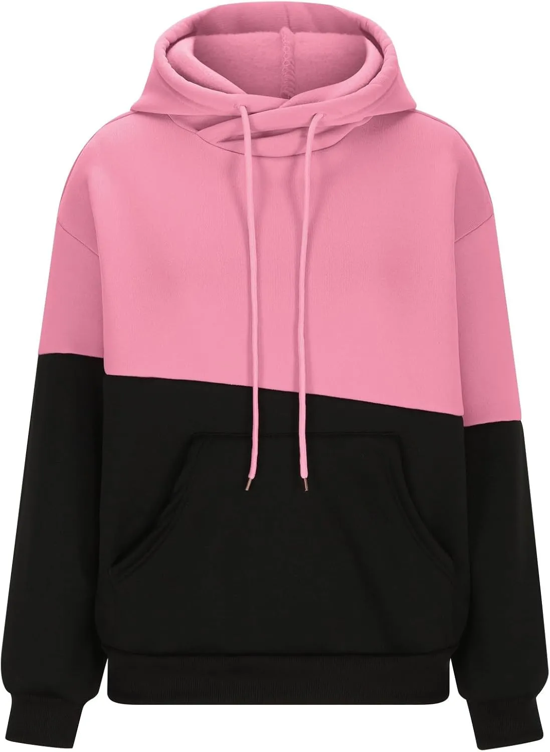 Womens Fashionable Hoodies Color Blocked Sweatshirts Drawstring Hooded Pullover with Pocket Casual Fall Outfits