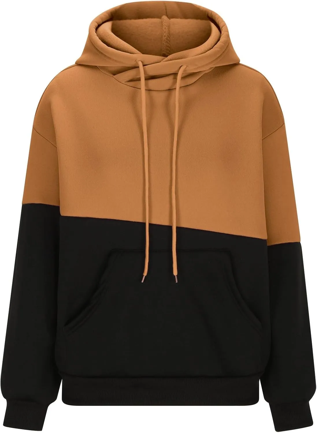 Womens Fashionable Hoodies Color Blocked Sweatshirts Drawstring Hooded Pullover with Pocket Casual Fall Outfits