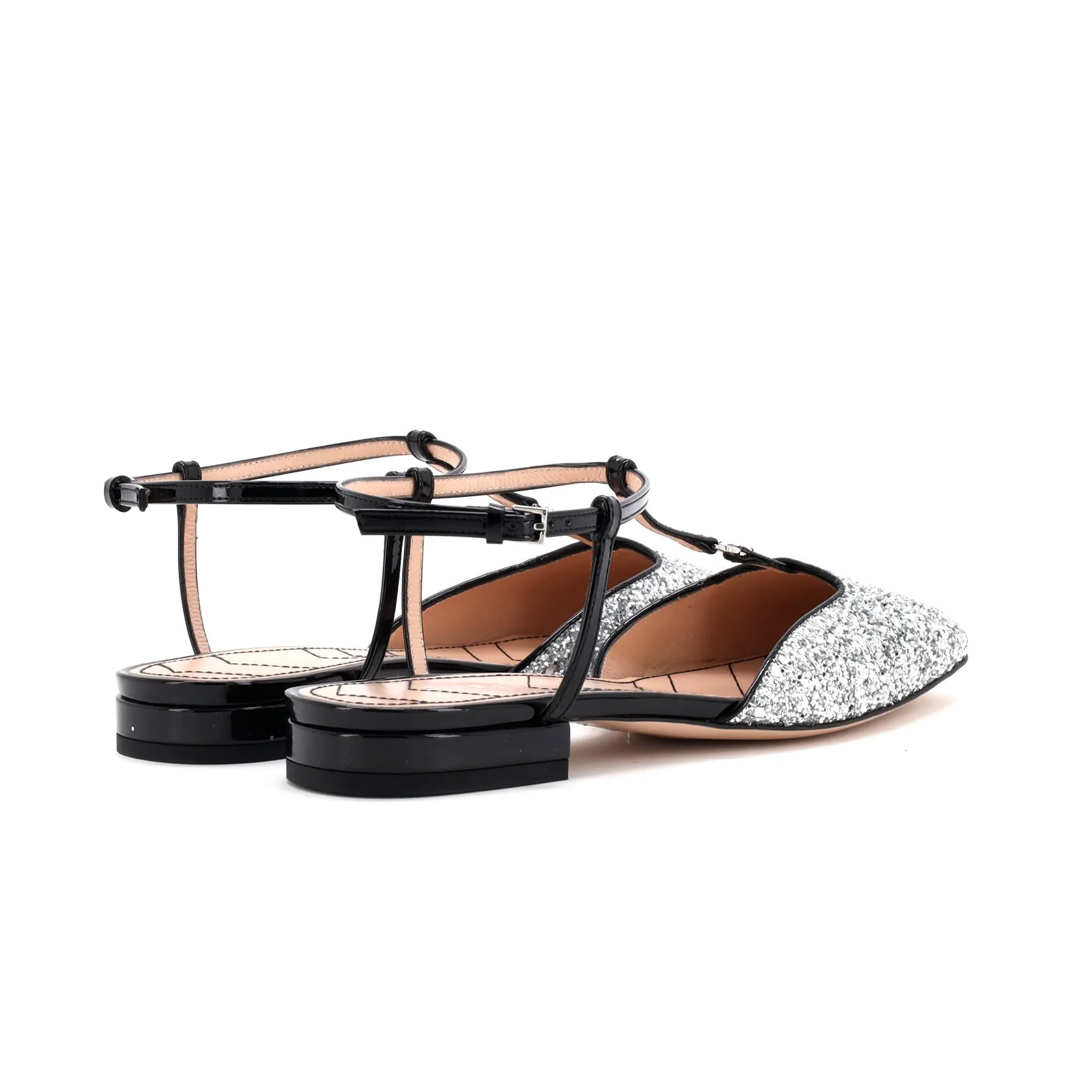 Women's GG Slingback Flats Glitter and Patent