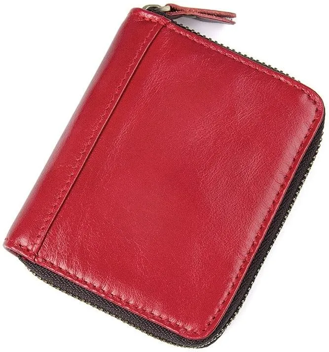 Women's leather wallet blocked credit card holder purse(D)