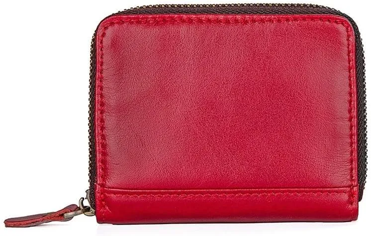 Women's leather wallet blocked credit card holder purse(D)