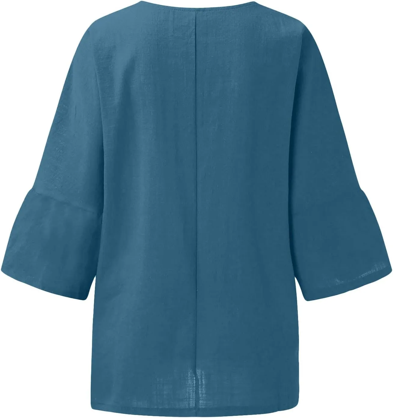 Womens Linen Shirts Short Sleeve Casual T-Shirts Trendy Loose Fit Round Neck Blouse Fashion Solid Color Tops