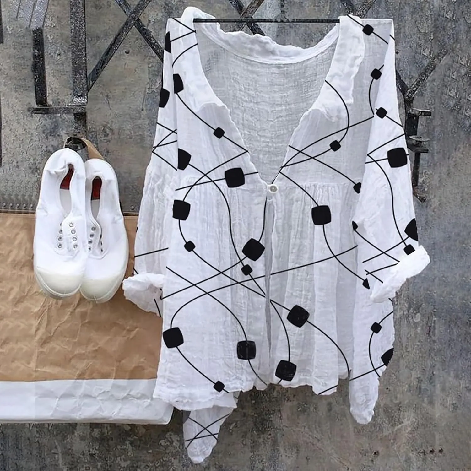 Womens Linen Tops Print Natural Autumn Fragrant Fabric Shirt Women Button Down Shirt Womens Linen Button Down Shirts
