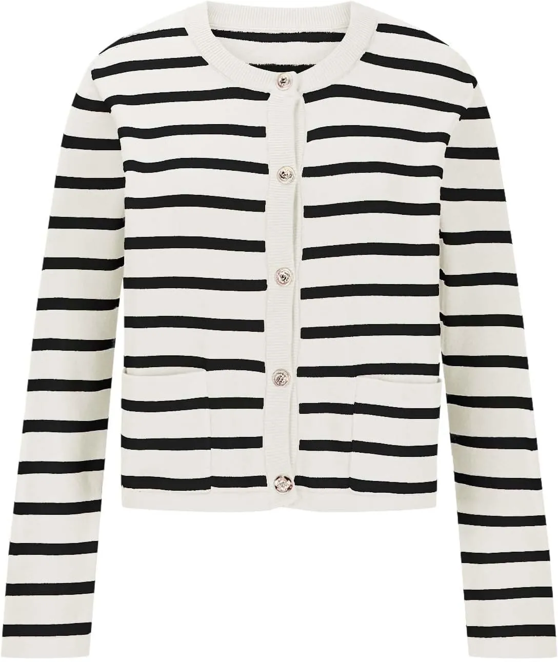 Women's Long Sleeve Cardigan Button up Collared Striped Graphic Sweater Coat Fashion Casual Cardigans