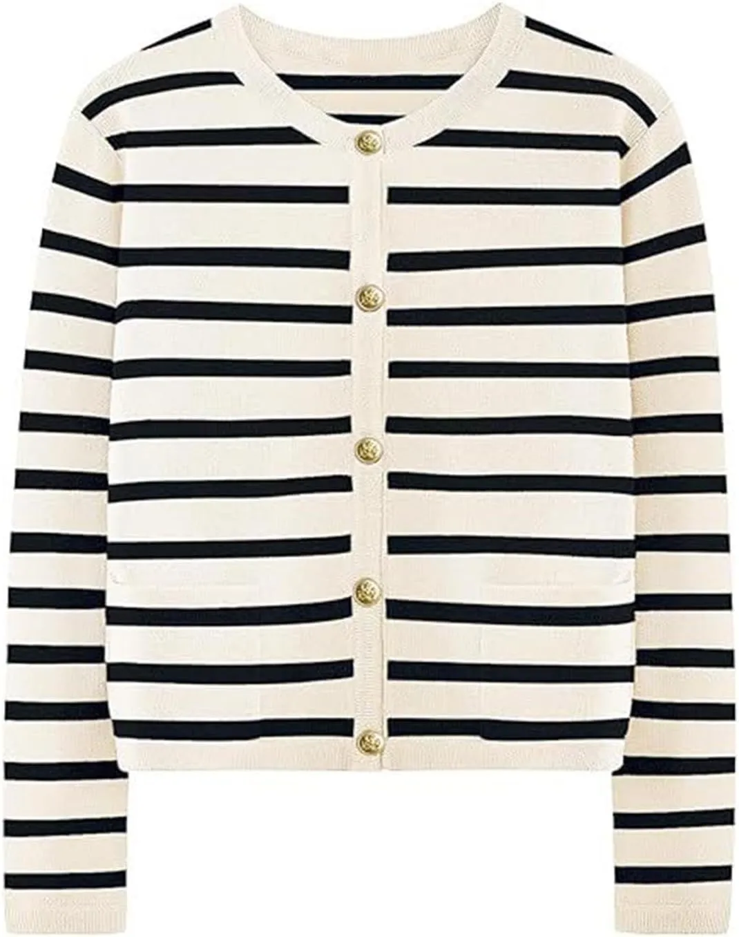 Women's Long Sleeve Cardigan Button up Collared Striped Graphic Sweater Coat Fashion Casual Cardigans