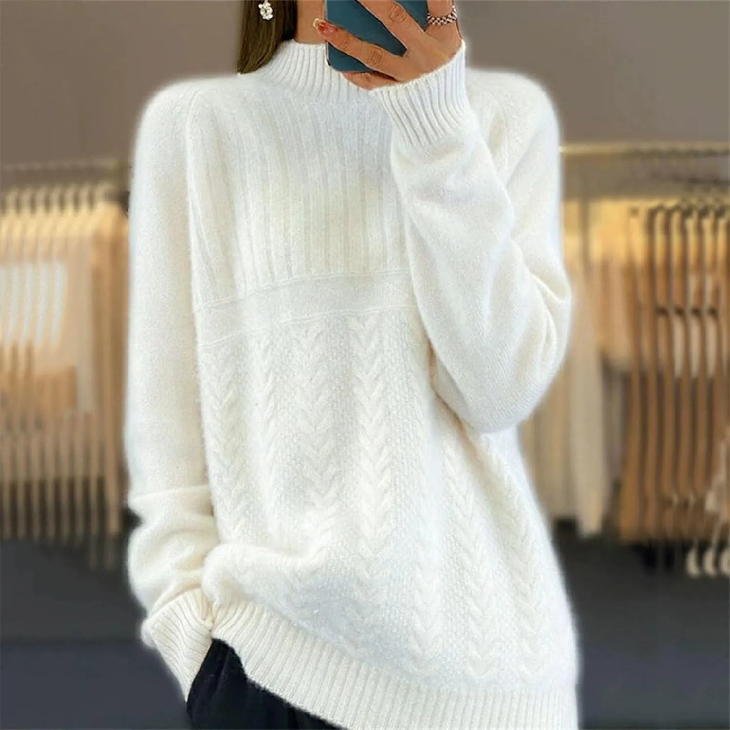 Women's Long Sleeve Soft Sweaters Crew Neck Elegant Pullovers Comfortable Loose Casual Sweater