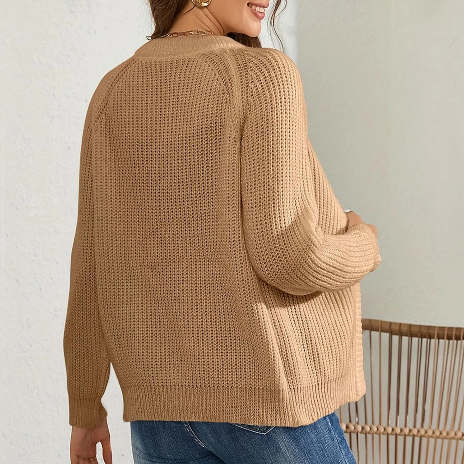 Women's Open Front Cardigan Long Sleeve Trendy Casual Outwear Loose Soft Cable Knit Sweaters