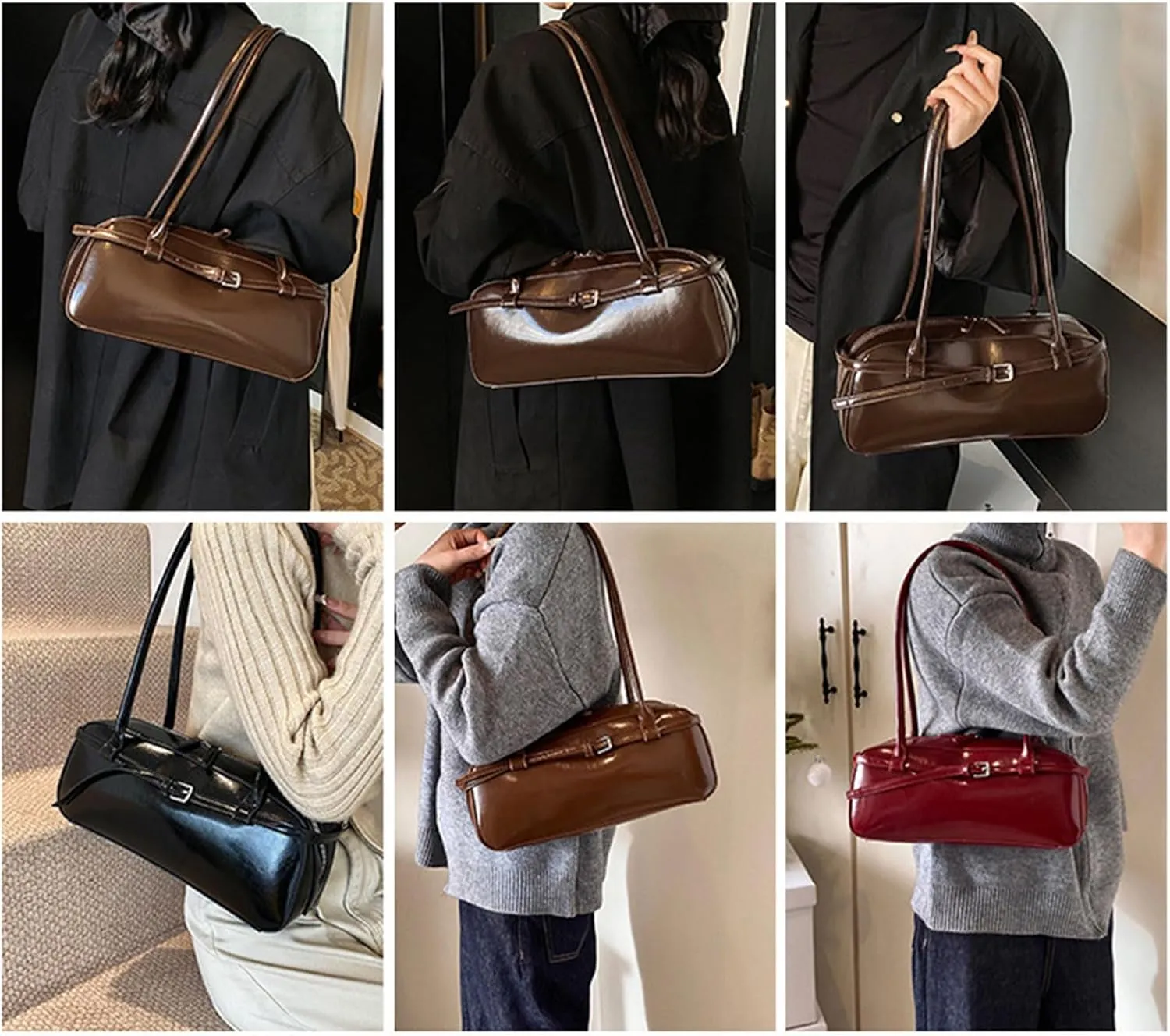 Women's Retro Armpit Top Handle Autumn Winter Shoulder Bag, Black, 14.5x32.5x9cm/5.71x12.80x3.54''