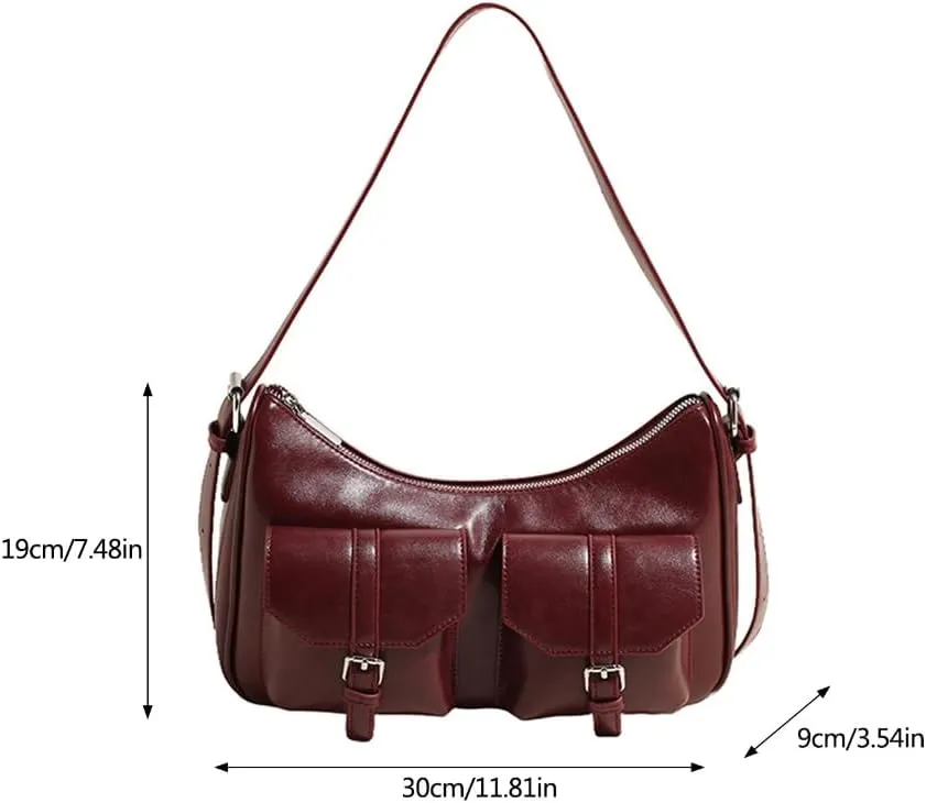 Womens Retro Shoulder Bag Purse Commuting Bag PU Leather Crossbody Bag Korean Styles Armpit Bag Multi-Pockets Handbags