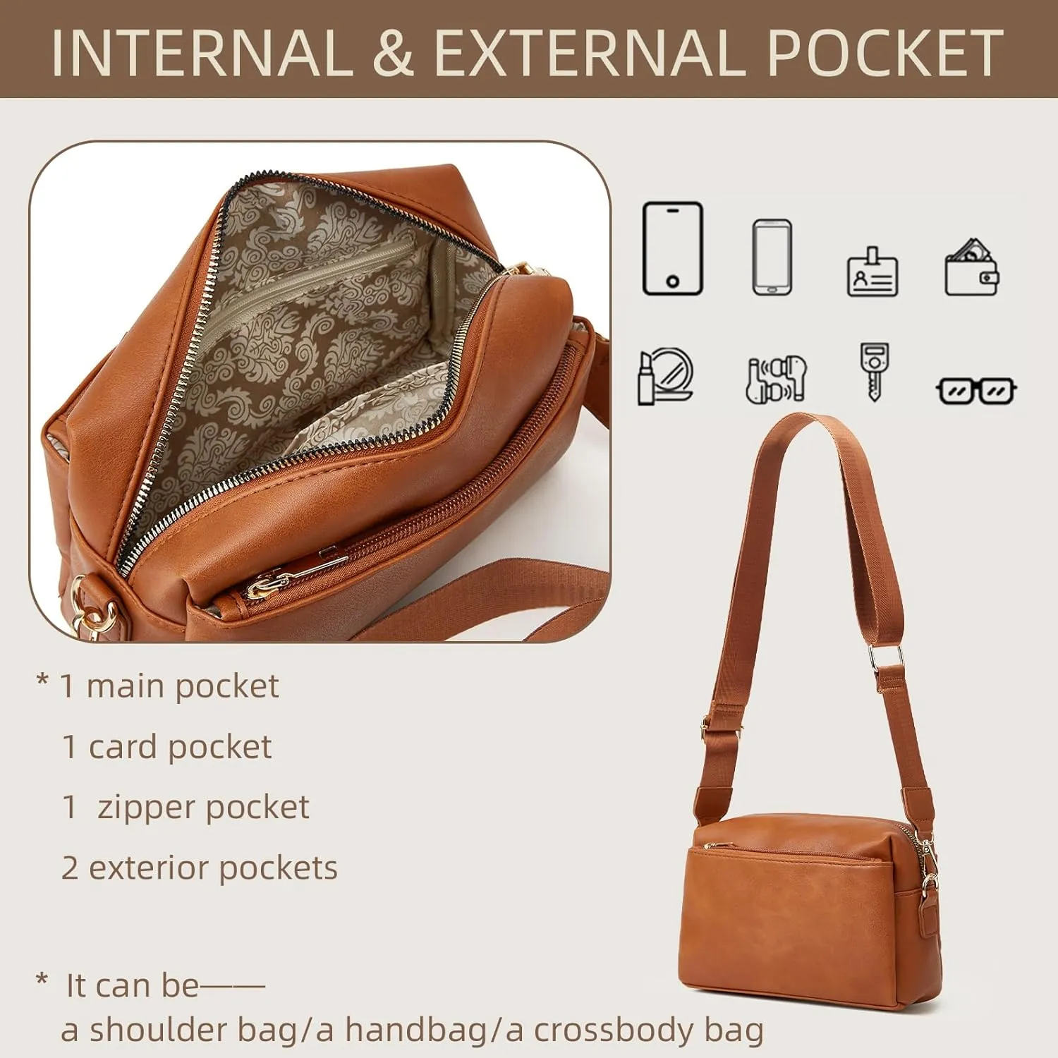 Women's Shoulder Bag, Minimalist Armpit Bag, PU Crossbody Bag, Adjustable Handbag, Small Square Bag