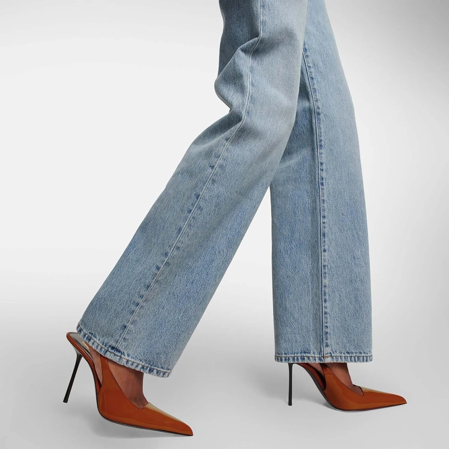 Women's Slingback Stiletto Heels Stretch Strap Slip On Pumps Shoes Pointed Toe Backless Patent Leather Dress High Heels