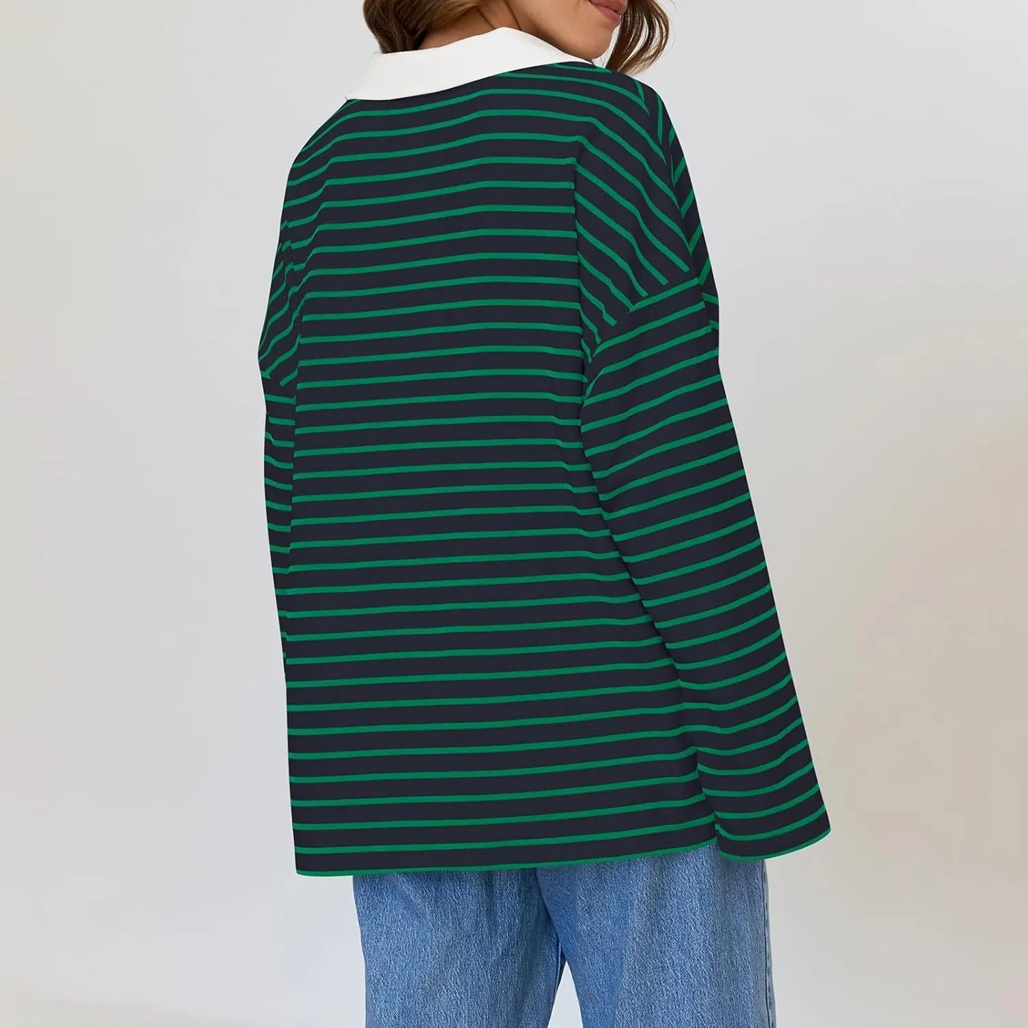 Women's Striped Oversized Hoodies,2024 Casual Cowl Neck Long Sleeve Fleece Sweatshirts,Pullover Tunic Cute Winter