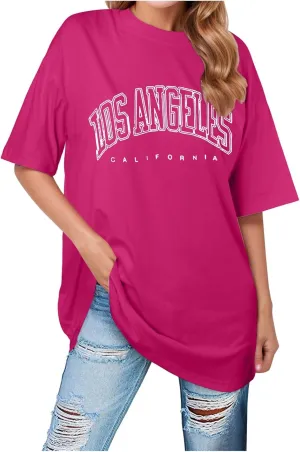 Womens Trendy Los Angeles California Tops Graphic Cute Workout Loose Fit Tshirt 2025 Oversized Casual Summer Elegant