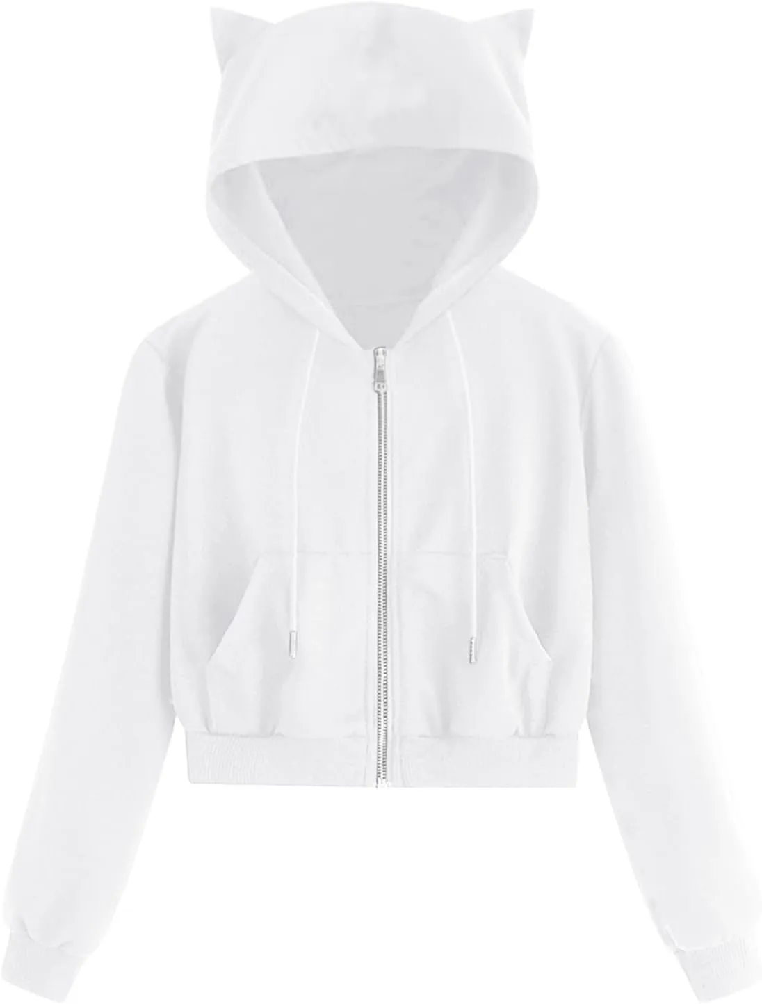 Womens Zip Up Hoodies Cat Ear Fall Fashion Outfits Y2k Hoodie Cropped Lightweight Jackets Workout Zi