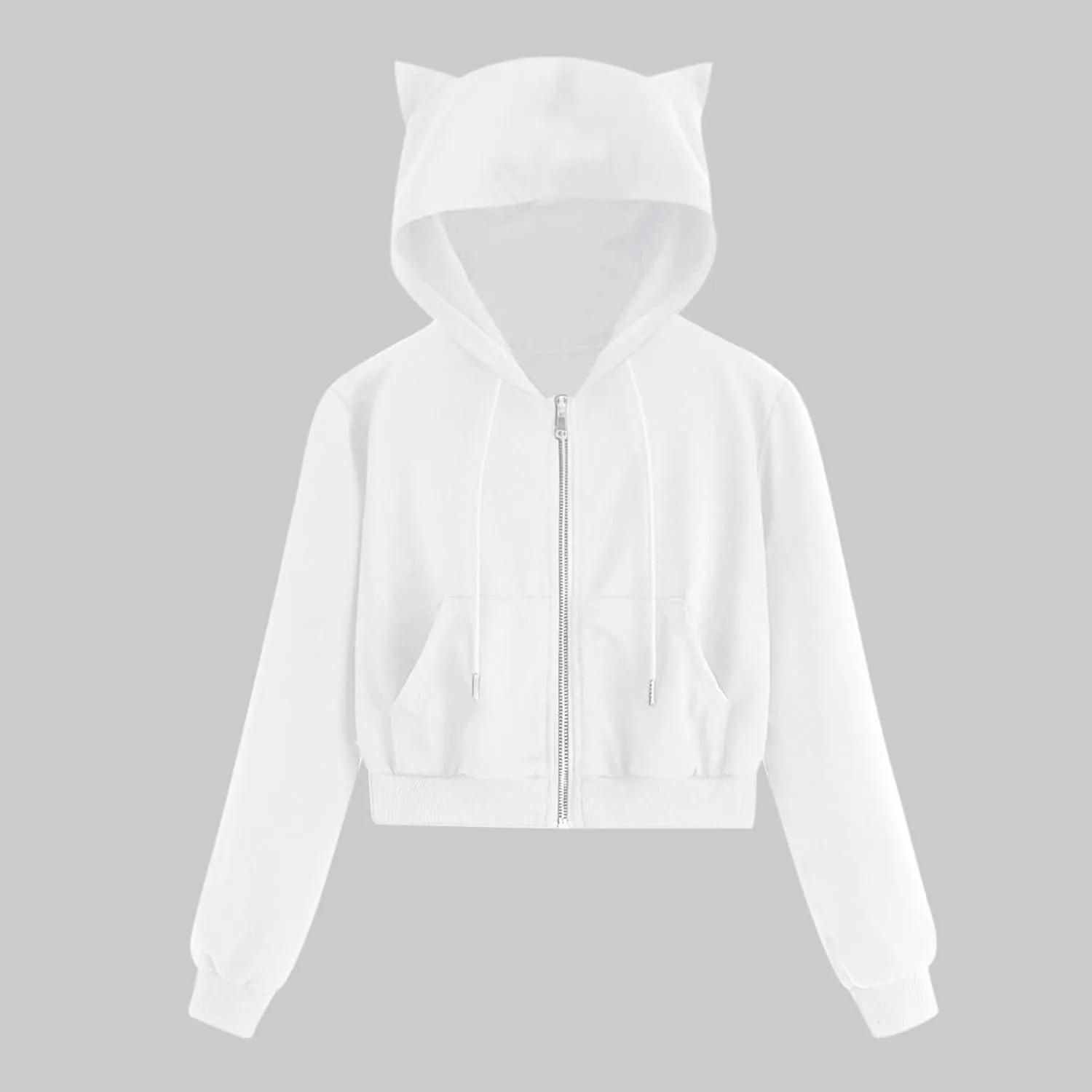 Womens Zip Up Hoodies Cat Ear Fall Fashion Outfits Y2k Hoodie Cropped Lightweight Jackets Workout Zi
