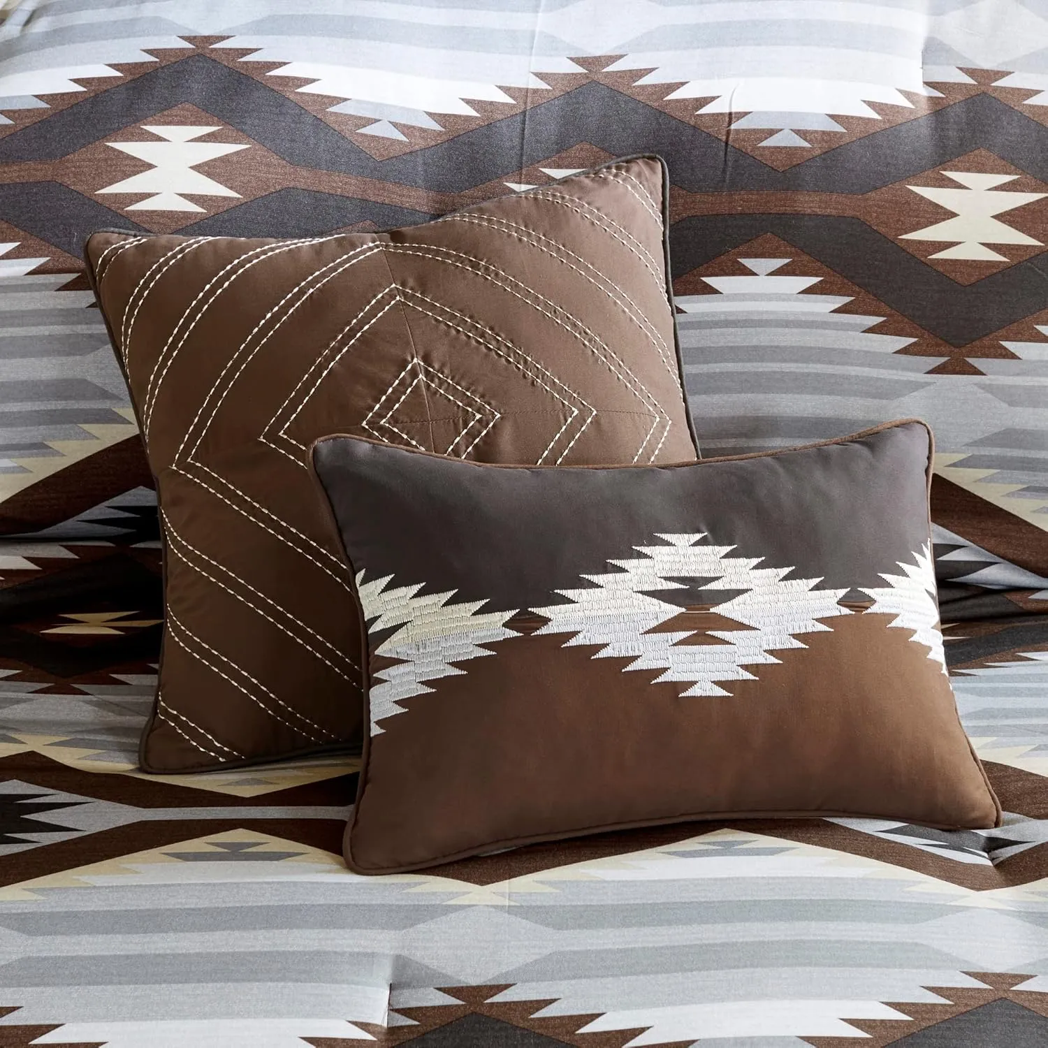 Woolrich Rustic Lodge Cabin Comforter Set - All Season Down Alternative Warm Bedding Layer and Matching Shams, Oversized Queen, Bitter Creek, Grey/Brown