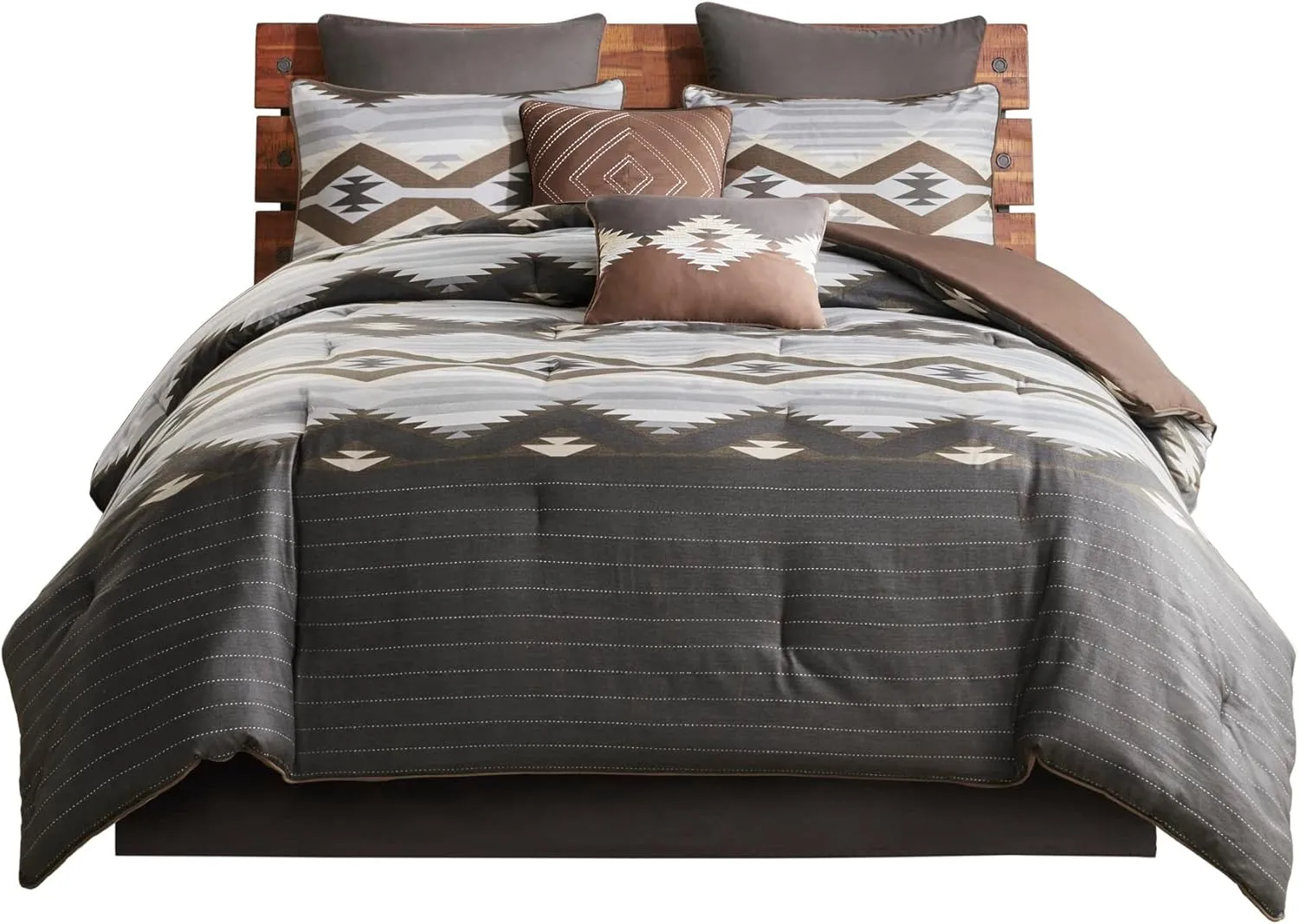 Woolrich Rustic Lodge Cabin Comforter Set - All Season Down Alternative Warm Bedding Layer and Matching Shams, Oversized Queen, Bitter Creek, Grey/Brown