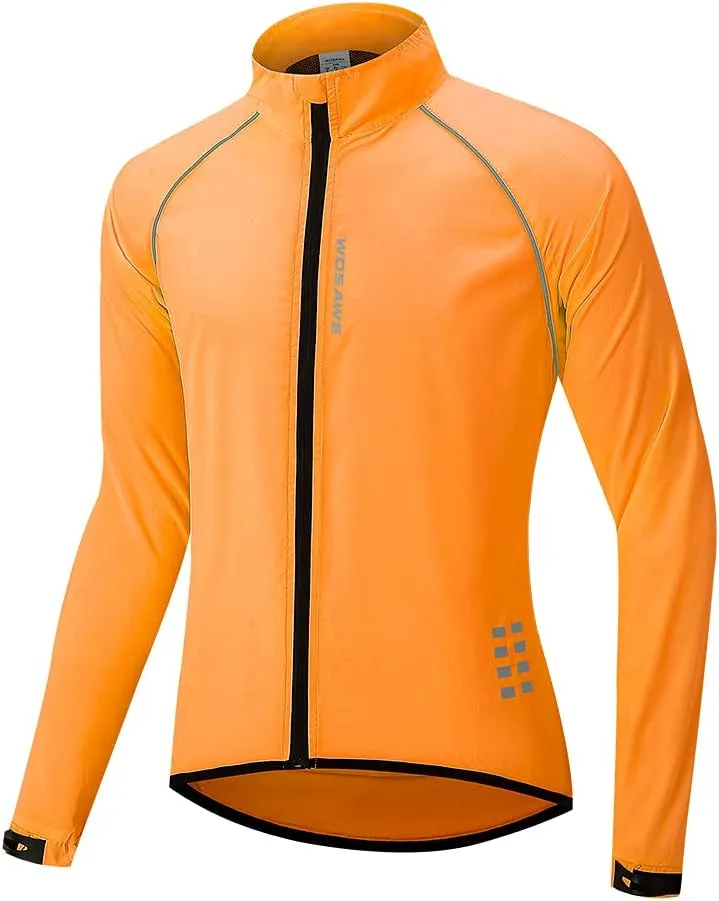 WOSAWE Men's Cycling Wind Jacket Reflective Ultralight Windbreaker