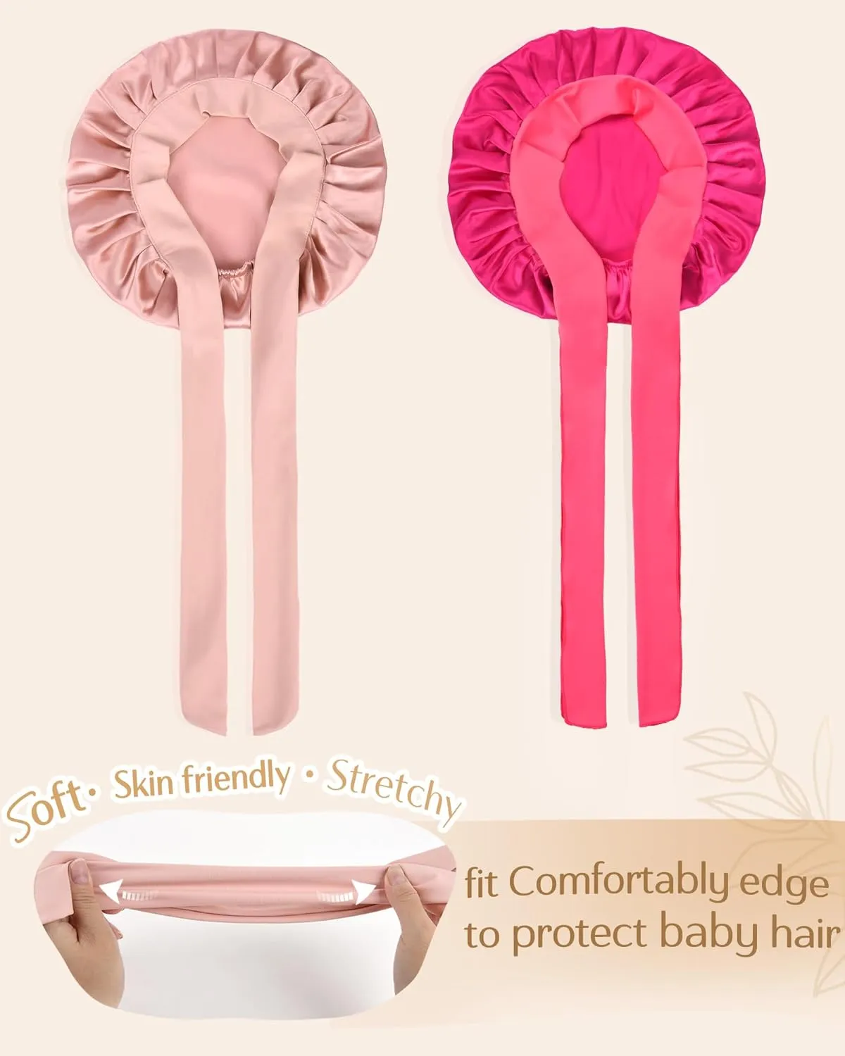YANIBEST 2 PCS Baby Bonnet Silk Satin Bonnet for Kids Sleeping Cap Curly Natural Hair Silk Bonnets for Girls Boys Infant