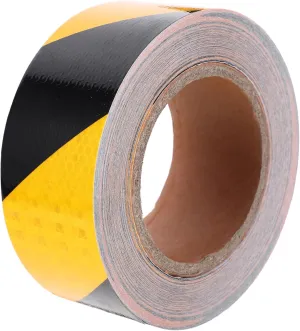 YARNOW Reflective Sticker for Car Safety Stripes Tape 5cm 25m Long Yellow and Black Diagonal Pattern Full Reflective Design Easy to Apply Vehicle Safety Warning