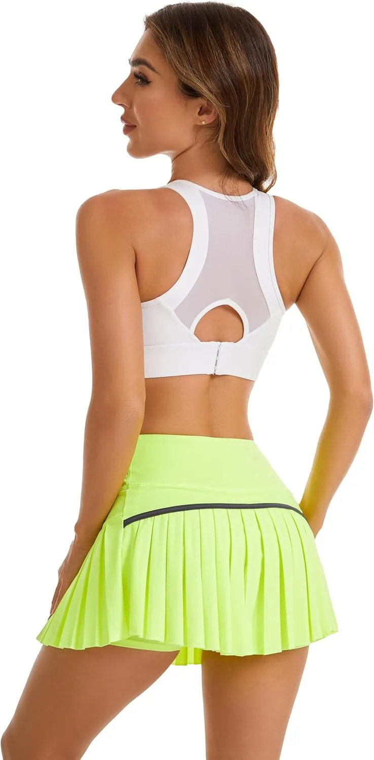 Yknktstc Women Tennis Skirt with Pocket Pleated Golf Skort Active Workout Running Athletic Shorts