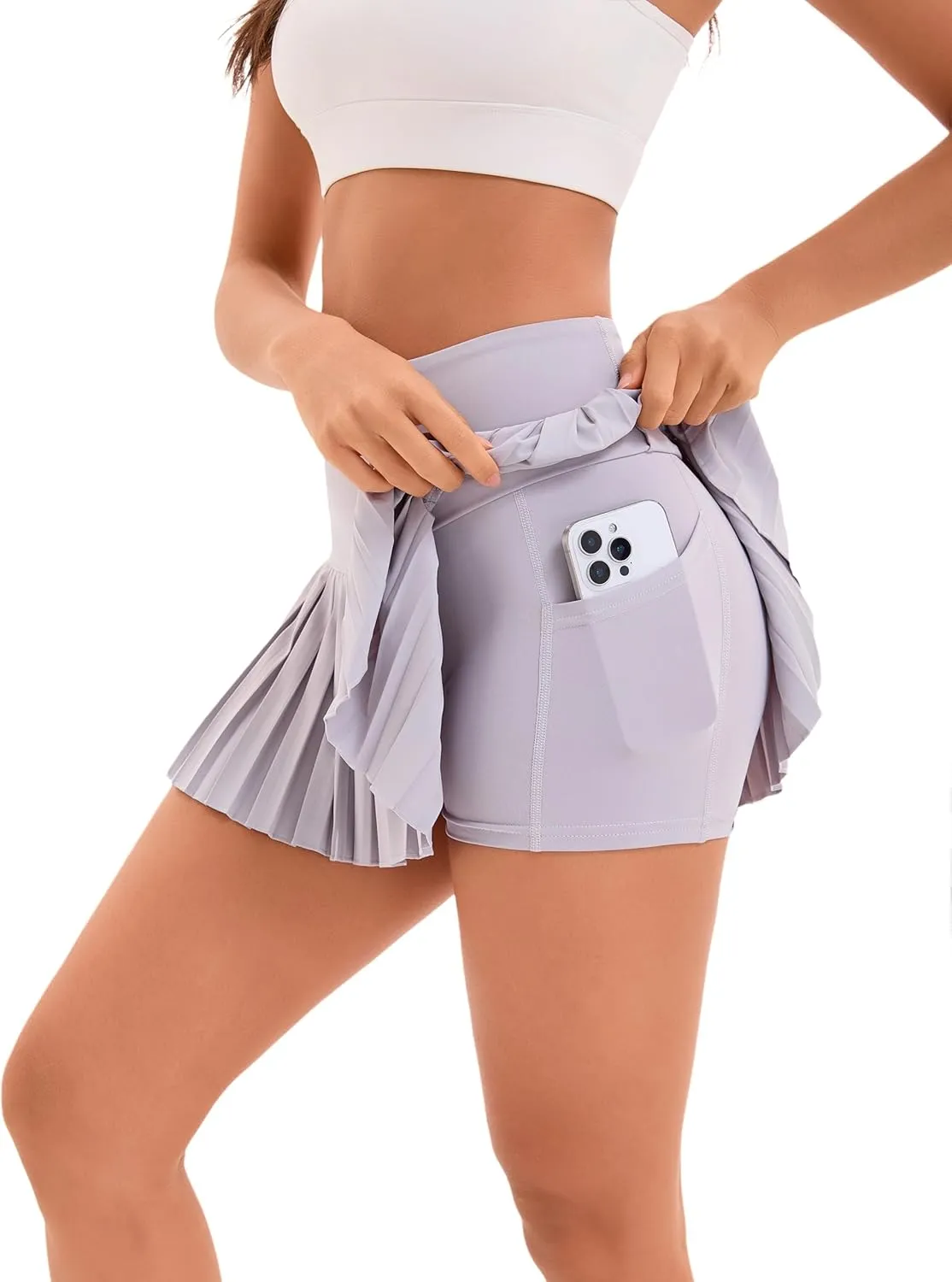 Yknktstc Women Tennis Skirt with Pocket Pleated Golf Skort Active Workout Running Athletic Shorts