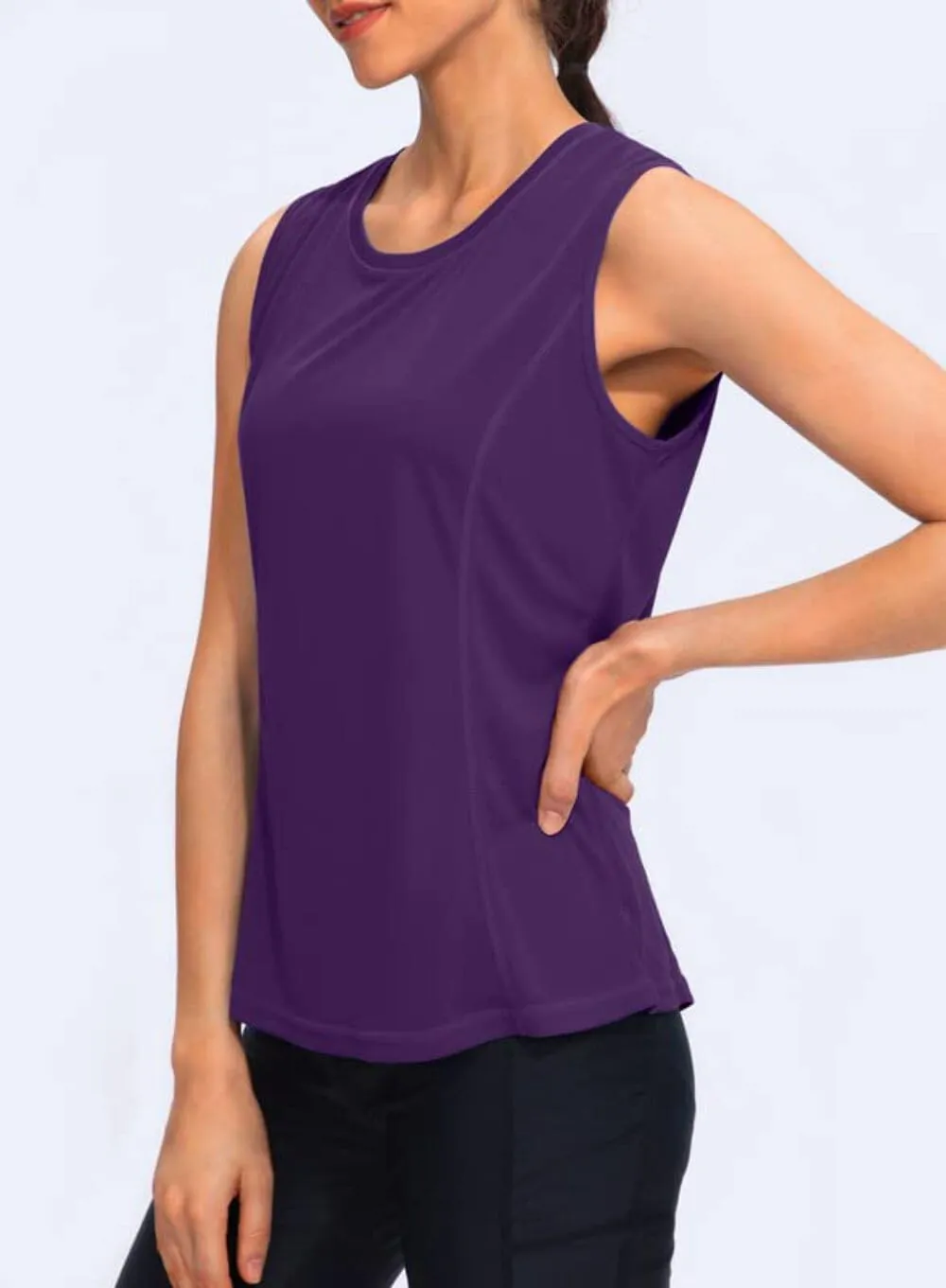 YYV Women's Workout Tank Tops Lightweight Sleeveless Shirts for Women Loose Fit Tops for Athletic Running Tennis Yoga