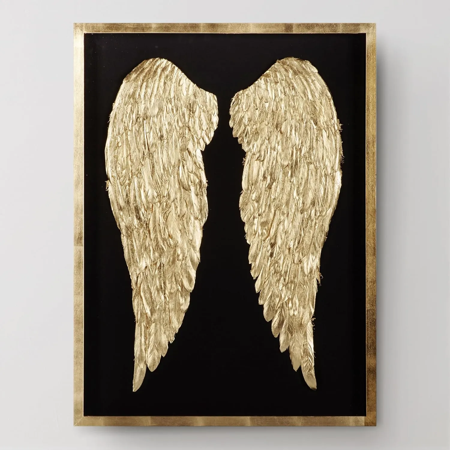 Z GALLERIE 40x30 Shadowbox Displaying, Assemble Display Case, Hand-Painted Feathers Set, Gilded Wings