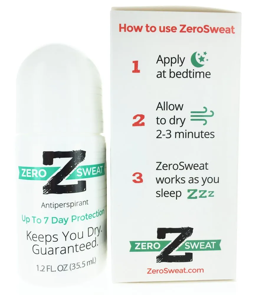 ZeroSweat Antiperspirant Deodorant | Clinical Strength Hyperhidrosis Treatment - Reduces Armpit Sweat 1.2 Fl.Oz (1 Pack)