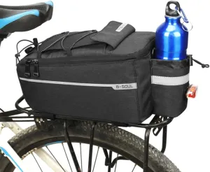 ZTZ Bike Rack Bag, Bicycle Rear Rack Storage Luggage, 8L Insulated Trunk Bag, Waterproof with Reflective Stripes (Black)
