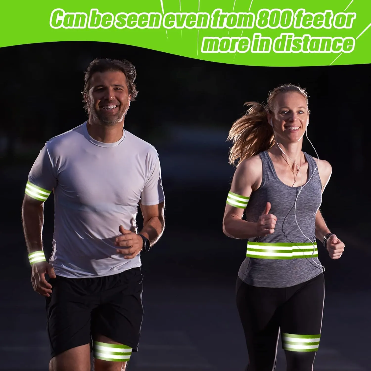Zubebe 48 Pieces Reflective Bands Reflector Bands for Wrist, Arm, Ankle, Leg, High Visibility Reflective Gear Safety Reflector Tape Straps for Night Walking, Cycling and Running